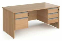 Value Line Classic+ Panel End Desk 2+3 Drawers (Silver Slats)