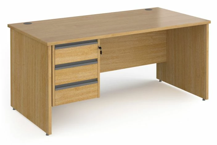 Value Line Classic+ Panel End Desk 3 Drawers (Graphite Slats) - Image 3