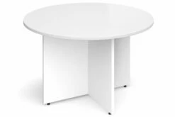 All White Circular Boardroom Table