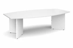All White Premium Arrowhead Boat Shaped Boardroom Table
