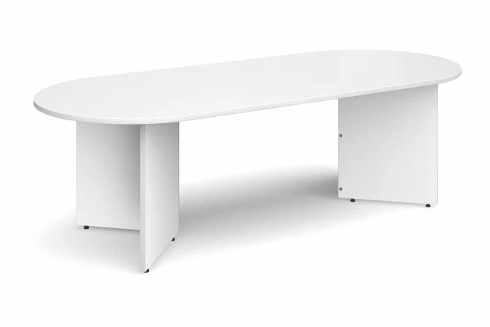 All White Premium Arrowhead Radial Boardroom Tables