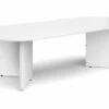 All White Radial Boardroom Tables