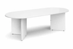 All White Radial Boardroom Tables