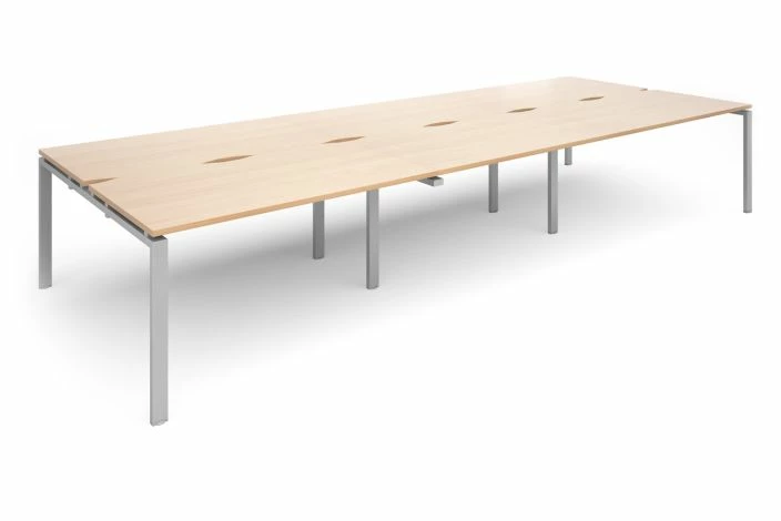 Prime Back To Back Triple Bench Desk (Silver Legs)
