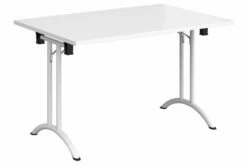 All White Rectangular Folding Table With Curved Feet