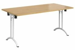 All Oak Rectangular Folding Table With Curved Feet