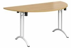 All Oak Semi Circular Folding Table With Curved Feet