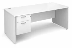 All White Premium Panel End Clerical Desk 2 Drawers