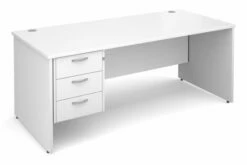 All White Premium Panel End Clerical Desk 3 Drawers