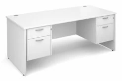 All White Premium Panel End Executive Desk 2+2 Drawers