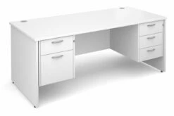 All White Premium Panel End Desk 2+3 Drawers