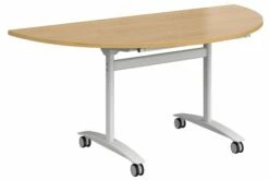 All Oak Semi Circular Flip Top Mobile Table
