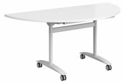 All White Premium Semi Circular Flip Top Mobile Table