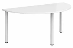 All White Premium Semi Circular Meeting Table (Tubular Legs)