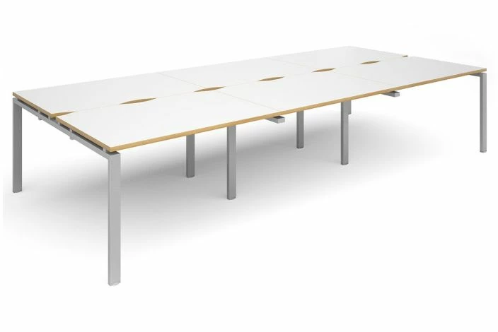 Prime Back To Back Triple Bench Desk (Silver Legs) - Image 4