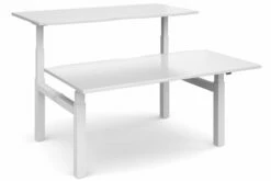 All White Premium Deluxe Sit & Stand Back-To-Back Desk