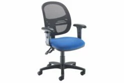 Vantage Mesh Medium Back Operator Chair With Adjustable Arms (Blue)