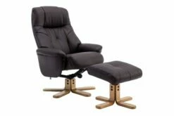 Bradley Luxury Leather Look Recliner Chair With Footstool (Brown)