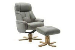 Bradley Luxury Leather Look Recliner Chair With Footstool (Grey)