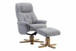 Bradley Luxury Fabric Recliner Chair With Footstool (Light Grey)