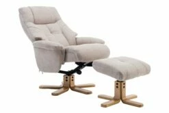 Bradley Luxury Fabric Recliner Chair With Footstool (Oatmeal)