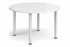 All White Premium Circular Meeting Table (Tubular Legs)