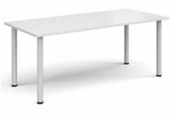 All White Premium Rectangular Meeting Table (Tubular Legs)
