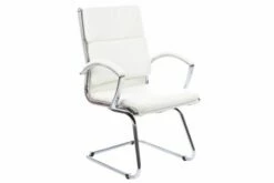 Andorra High Back Leather Faced Cantilever Chair (White)