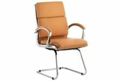 Andorra High Back Leather Faced Cantilever Chair (Tan)
