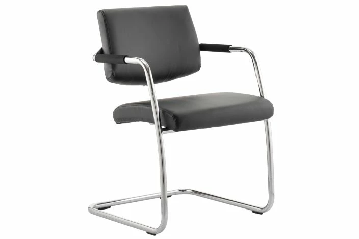 Peru Leather Faced Stacking Cantilever Chair