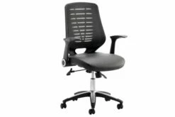Baton Black High Mesh Back Operator Chair With Leather Seat
