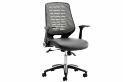Baton High Silver Mesh Back Operator Chair With Leather Seat