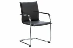 Pack Of 2 Parrot Leather Faced Stacking Cantilever Chairs (Black)