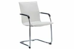Pack Of 2 Parrot Leather Faced Stacking Cantilever Chairs (White)