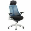 Warp White Frame Blue High Mesh Back Operator Chair With Headrest