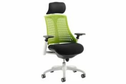 Warp White Frame Green High Mesh Back Operator Chair With Headrest
