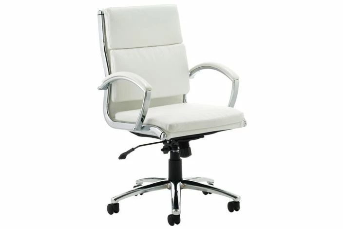 Andorra Medium Back Leather Faced Executive Chair (White)
