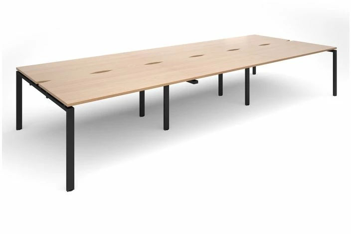 Prime Back To Back Triple Bench Desk (Black Legs)