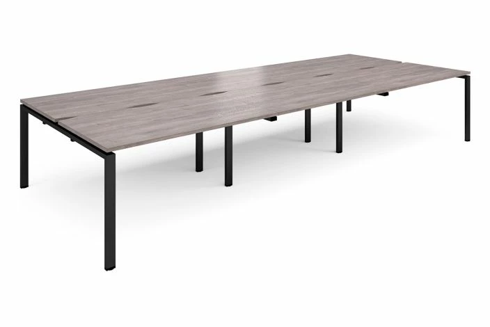 Prime Back To Back Triple Bench Desk (Black Legs) - Image 2