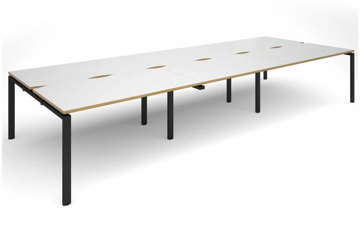 Prime Back To Back Triple Bench Desk (Black Legs) - Image 6