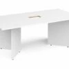 All White Premium Arrowhead Power Ready Rectangular Boardroom Table