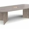 All Grey Oak Power Ready Radial End Boardroom Table