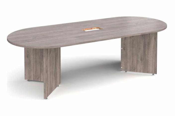 All Grey Oak Power Ready Radial End Boardroom Table