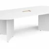 All White Premium Arrowhead Power Ready Radial End Boardroom Table