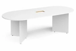 All White Premium Arrowhead Power Ready Radial End Boardroom Table