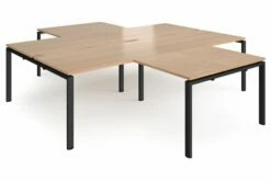 Prime Back To Back 4 Desk Cluster With Return (Black Frame)