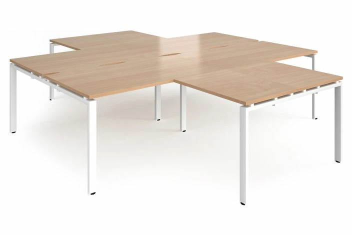 Prime Back To Back 4 Desk Cluster With Return (White Frame)