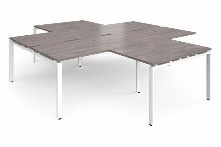 Prime Back To Back 4 Desk Cluster With Return (White Frame) - Image 2