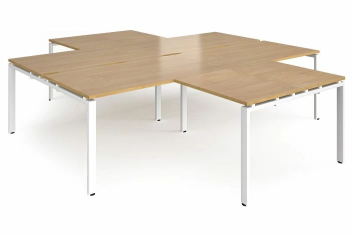 Prime Back To Back 4 Desk Cluster With Return (White Frame) - Image 3