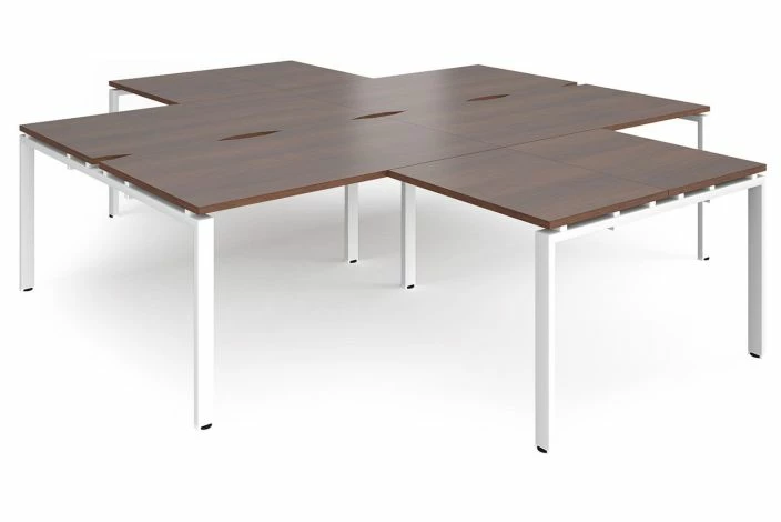 Prime Back To Back 4 Desk Cluster With Return (White Frame) - Image 4